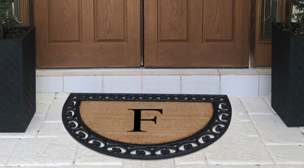 A1HC Half Round 30"x48" Double Door Monogrammed Doormat, F
