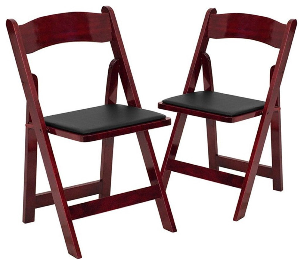 Flash Furniture Hercules Wooden Vinyl Seat Folding Chair in Mahogany (Set of 2)