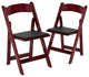Flash Furniture Hercules Wooden Vinyl Seat Folding Chair in Mahogany (Set of 2)