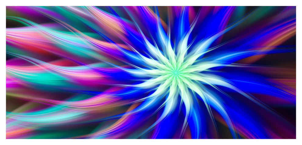 Dance of Bright Spiral Blue Flower, Large Floral Canvas Art Print, 60"x28"
