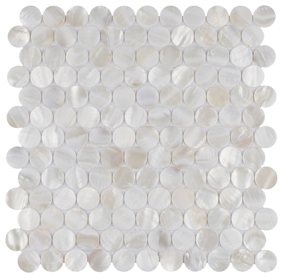 Conchella Penny Mosaic Wall Tile, White