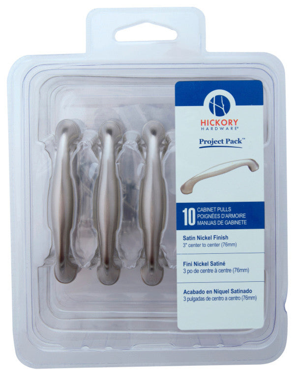 Belwith Hickory Project Pack 3 In. Silverado Satin Nickel Cabinet Pull (10 Pack)