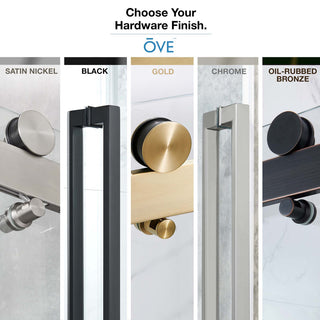 Bel Soft-Close Frameless Sliding Soft Close Shower Door, Gold, 48"