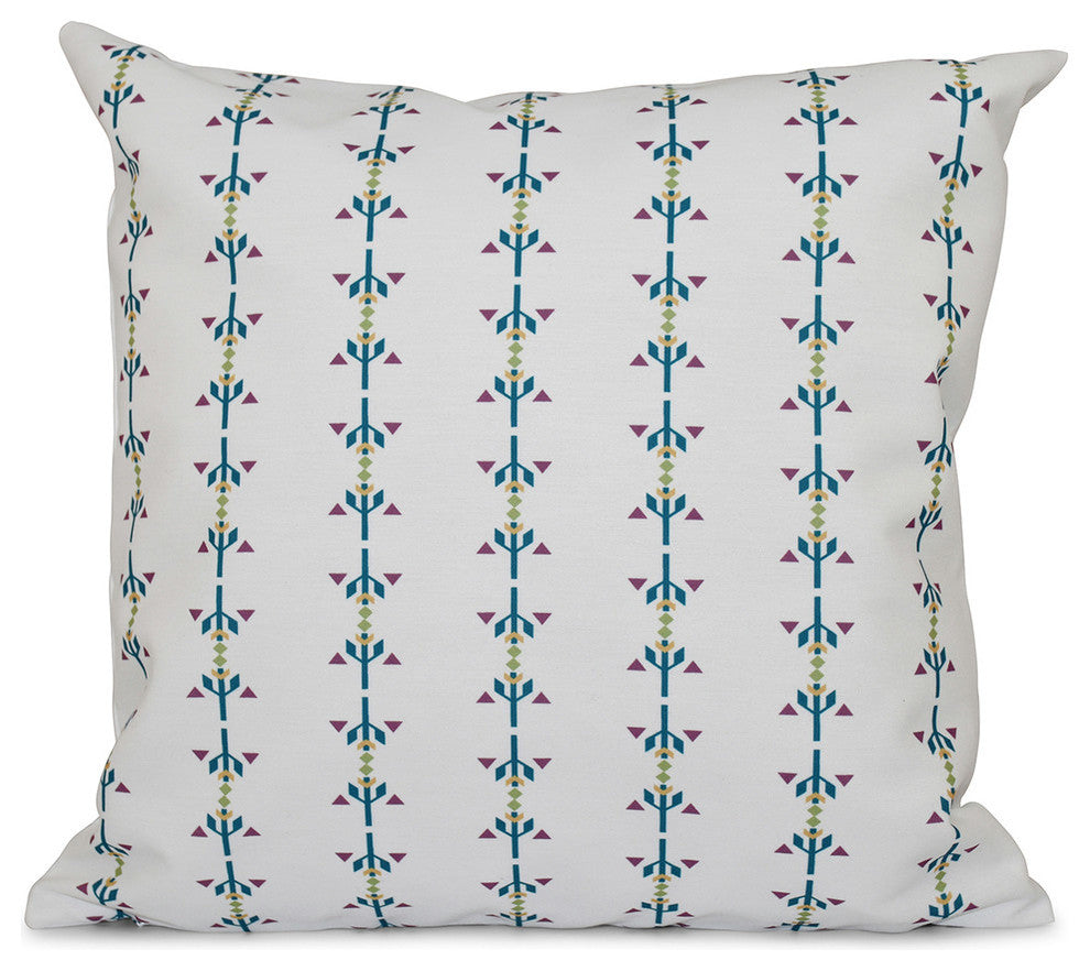 Jodhpur Stripe, Stripe Print Pillow, Teal, 16"x16"