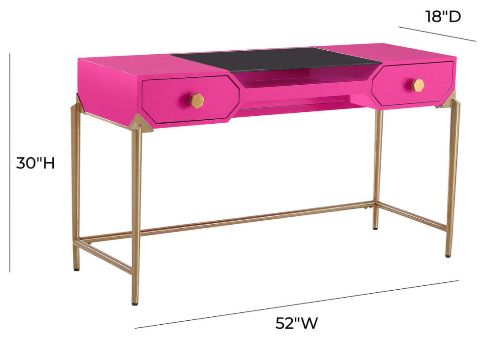 TOV Furniture Bajo Pink Lacquer Desk