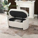 Fuji 43" Upholstered Oval Storage Bench, Ivory White Boucle