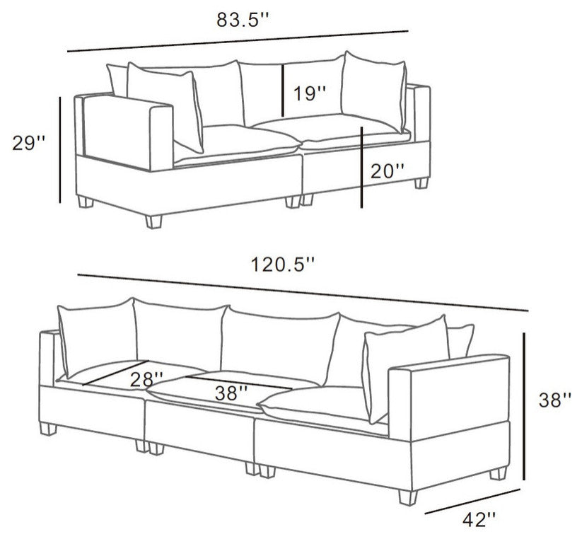 Lilola Home Madison Light Gray Fabric Sofa Loveseat Living Room Set