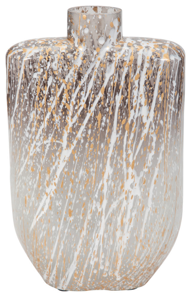 Glass, 10", Striped Stained Vase, Multi