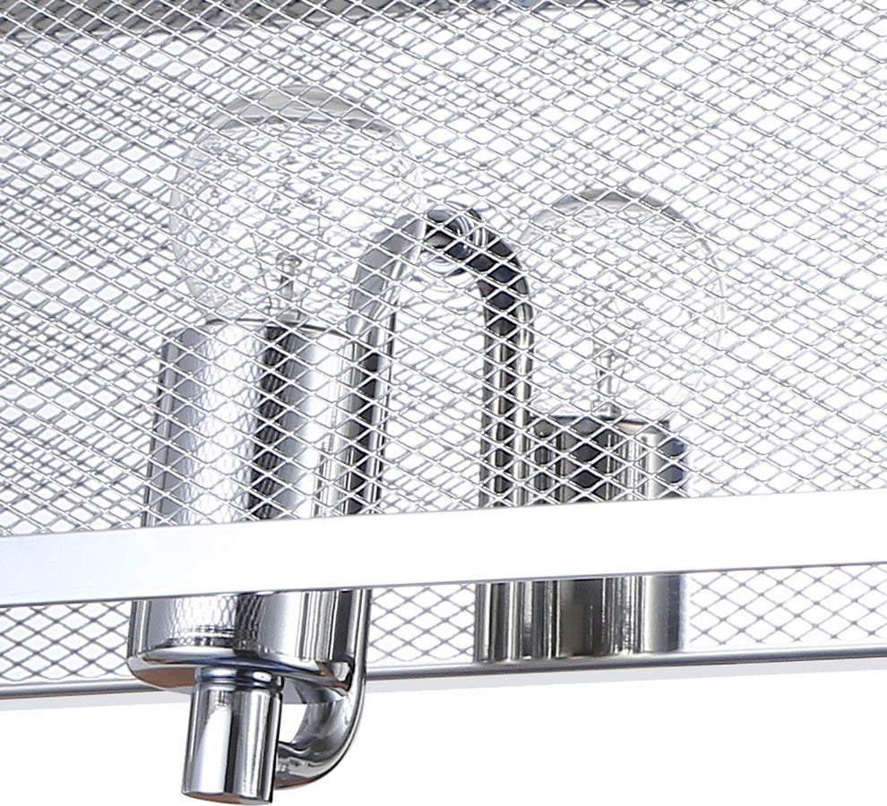 4-Light Metal Mesh Shade Wall Sconce In Chrome Frame
