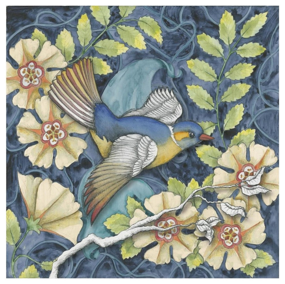 "Arts and Crafts Bird III" Digital Paper Print by Elyse DeNeige, 26"x26"