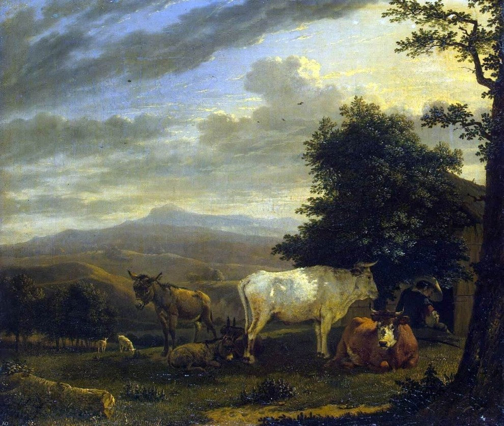Karel Dujardin Landscape With Cattle, 20"x25" Wall Decal