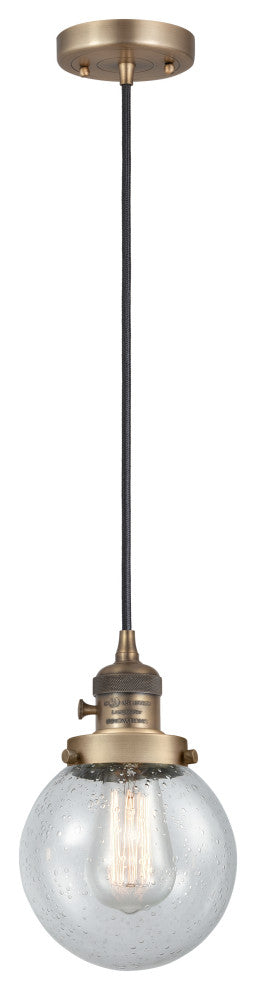INNOVATIONS 201CSW-BB-G204-6 1-Light Mini Pendant Brushed Brass