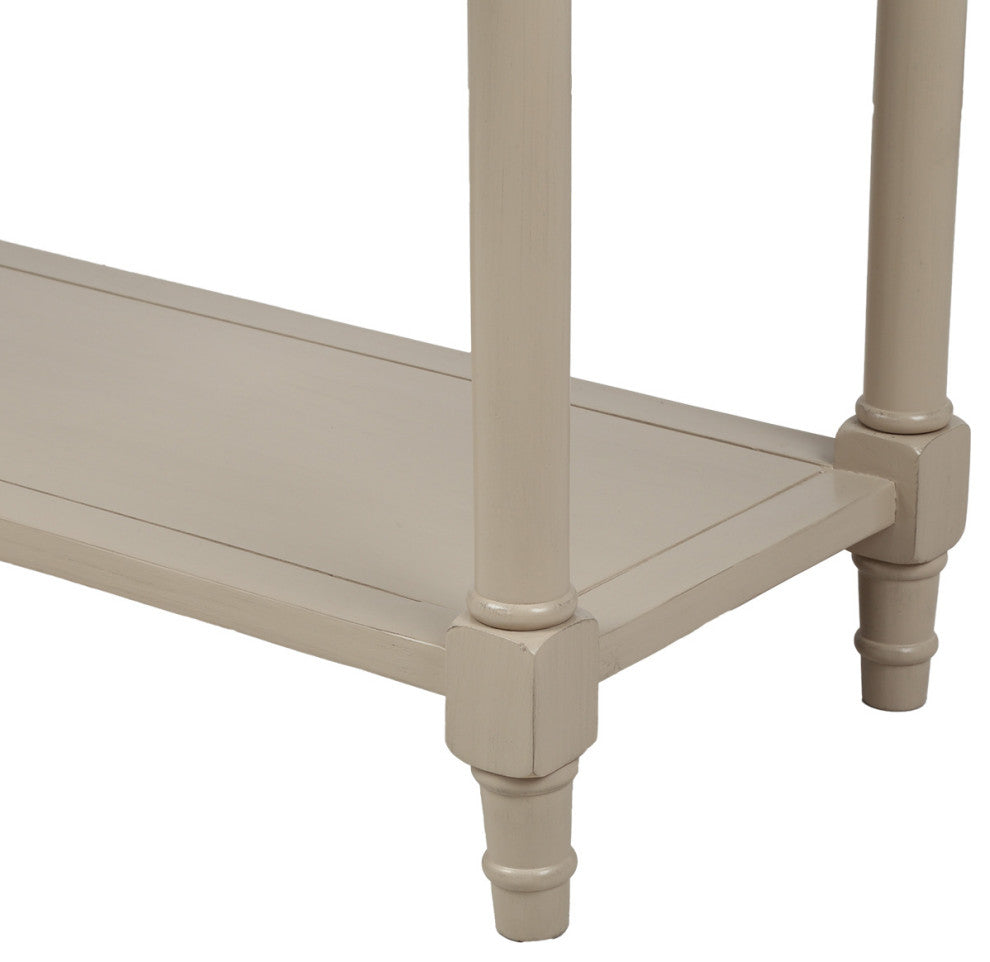 TATEUS Espresso Finish Solid Wood Console Table With Drawers, Antique Gray