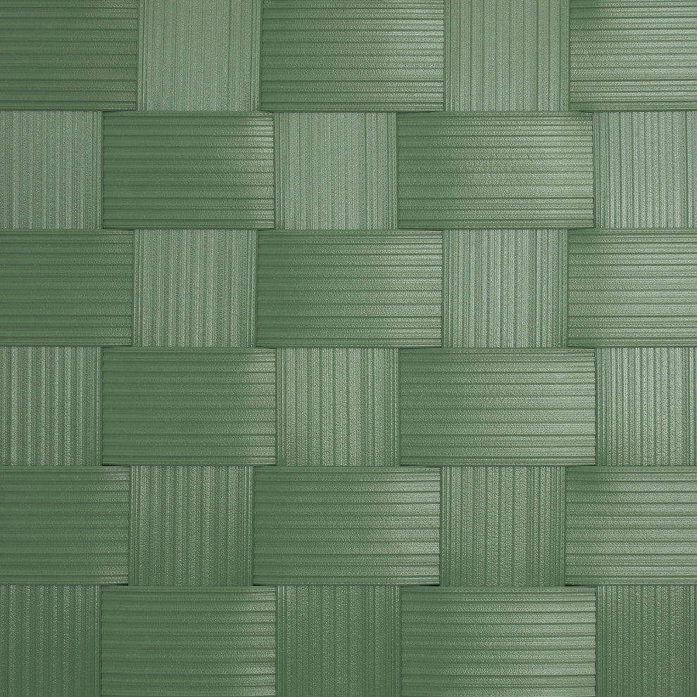 4 ft. Short Woven Fiber Outdoor All Weather Room Divider 6 Panel Green