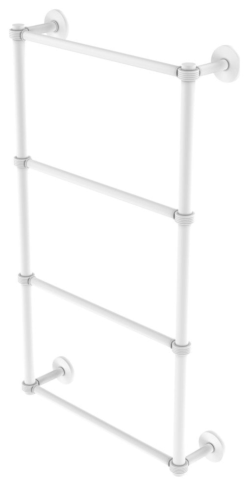 Prestige Skyline 4 Tier 36" Ladder Towel Bar, Groovy Detail, Matte White