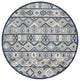 8" Round Gray Blue Aztec Pattern Indoor Outdoor Area Rug