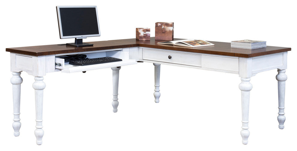 Rustic Wood Writing Desk and Return