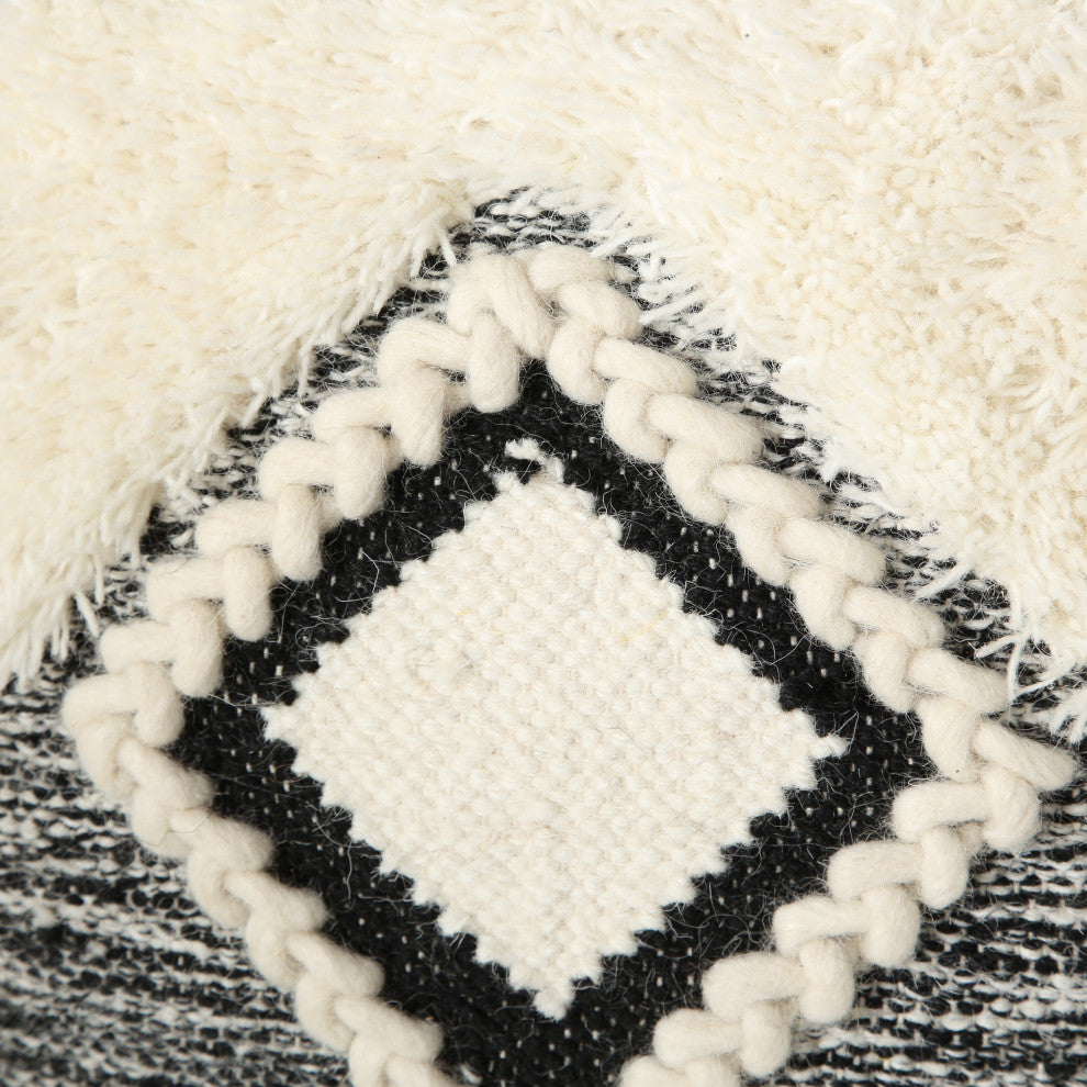 Boho Fringy Ottoman Cube Pouf