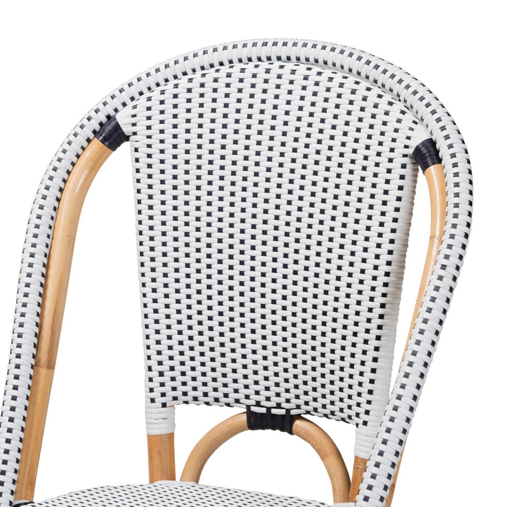 Genica Black and White Waeving and Natural Brown Rattan 5-Piece Dining Chair Set