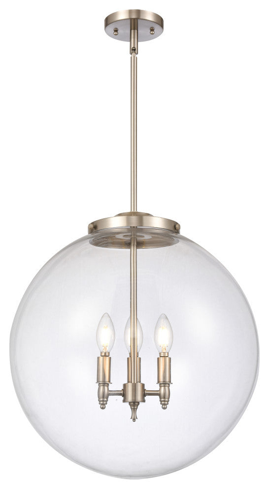 Beacon Pendant, Brushed Satin Nickel, Clear, Clear