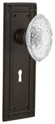 Mission Plate Double Dummy, Keyhole Crystal Victorian Knob, Oil-Rubbed Bronze
