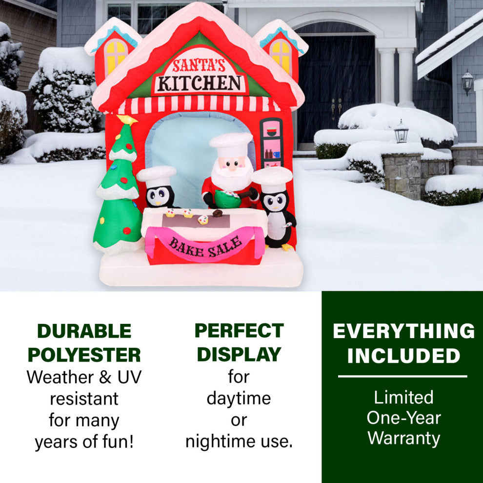7-Ft. Tall Pre-Lit Inflatable Santa's Kitchen