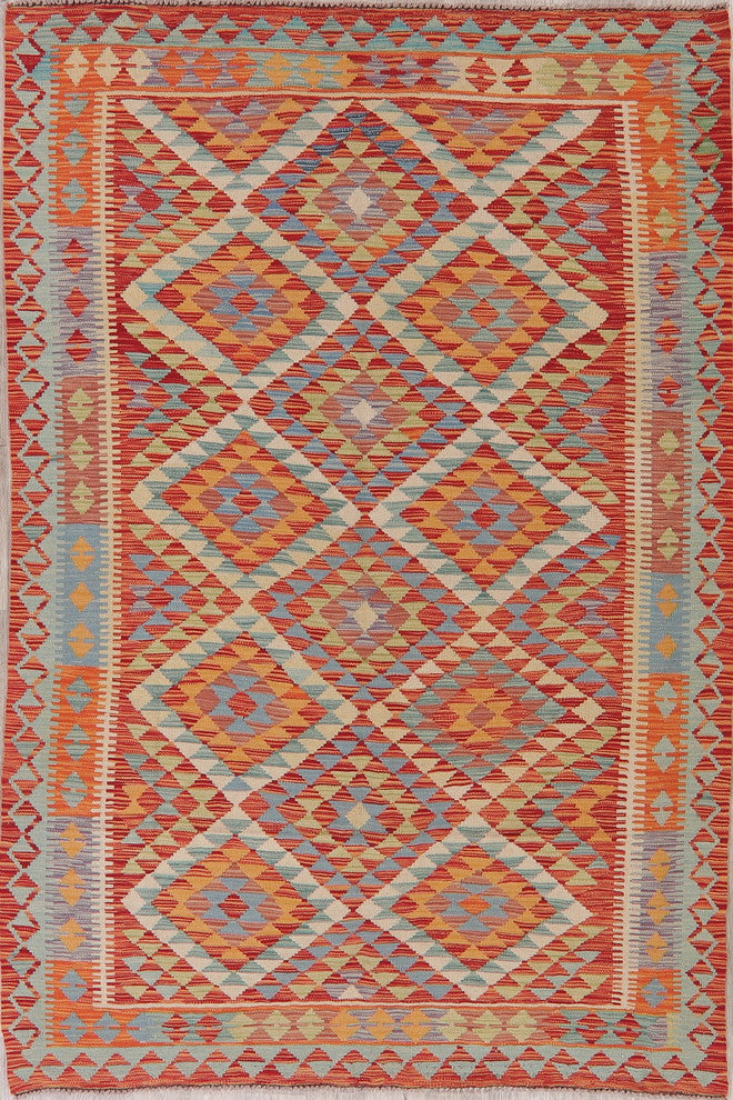 Turkish Flat-Woven Oriental Traditional Kilim Southwestern Area Rug, 8'0"X5'7"