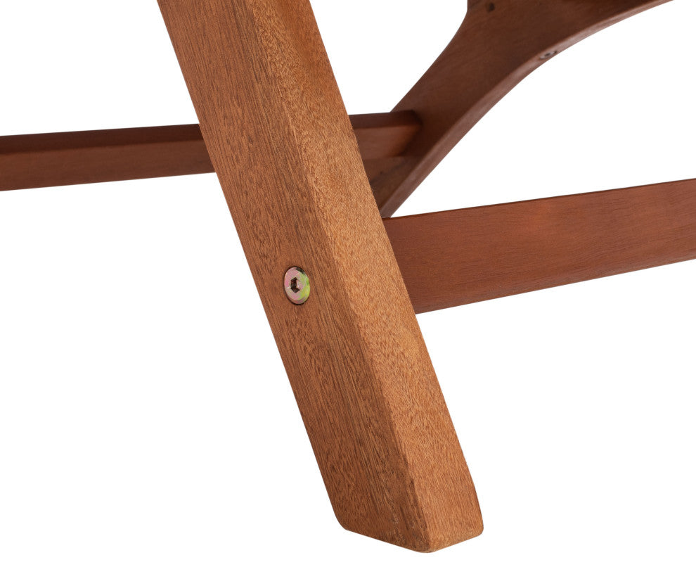 Safavieh Chaston Indoor-Outdoor 4-Piece Living Set, Natural Wood/Navy Cushion