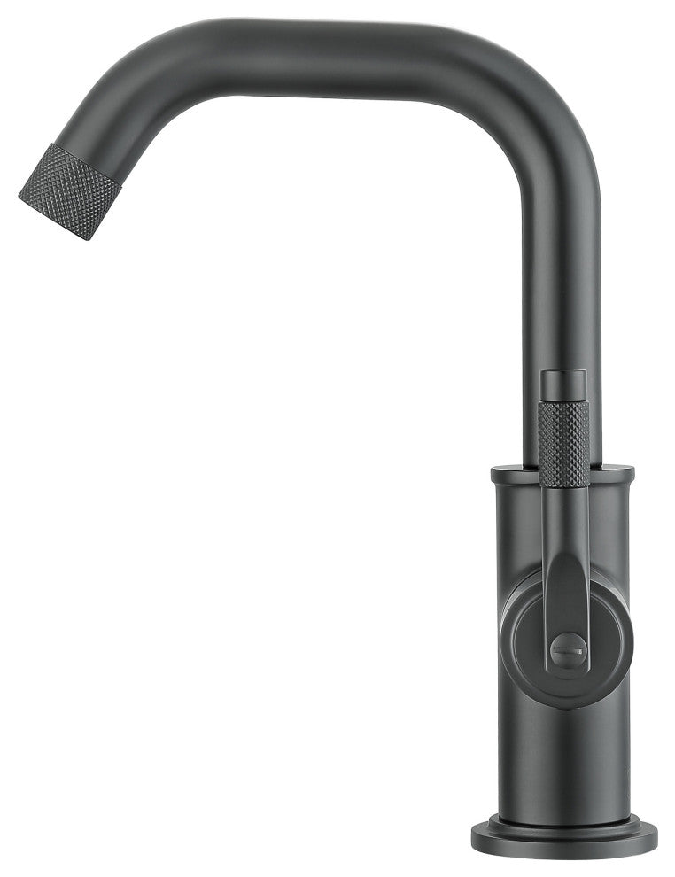 Industria Single Hole Single Lever Bathroom Faucet, Matte Black