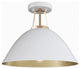 Farmhouse Gold Leaf Inside Semi Flush Mount Ceiling Light, White