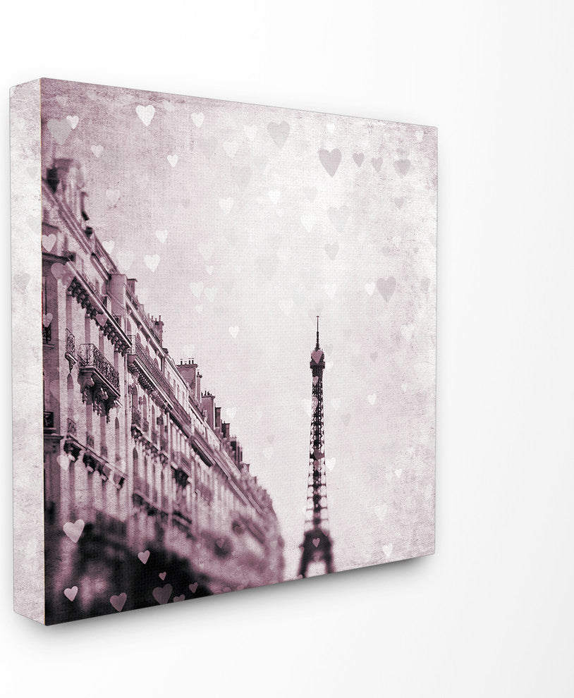"Paris Heart Storm" Stretched Canvas Wall Art