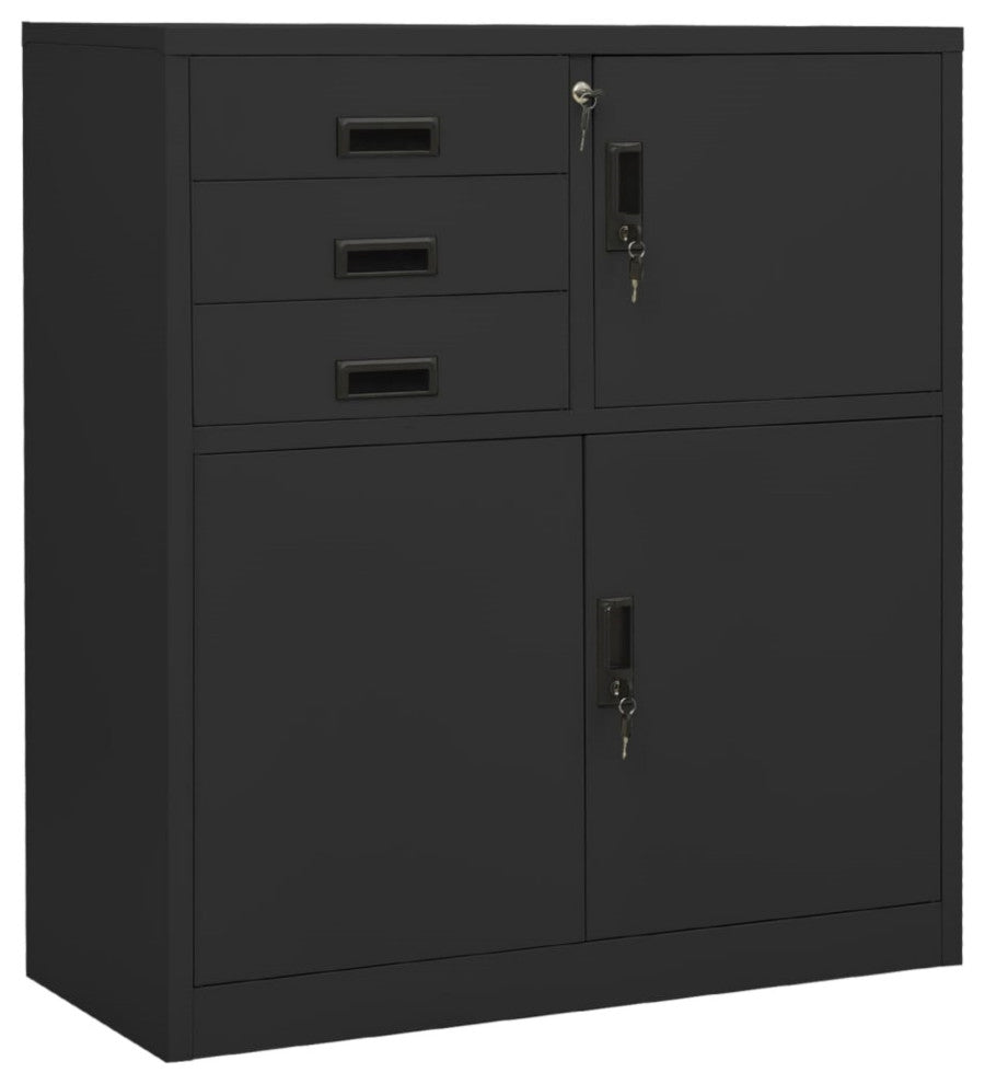 vidaXL Office Cabinet Anthracite 35.4"x15.7"x40.2" Steel