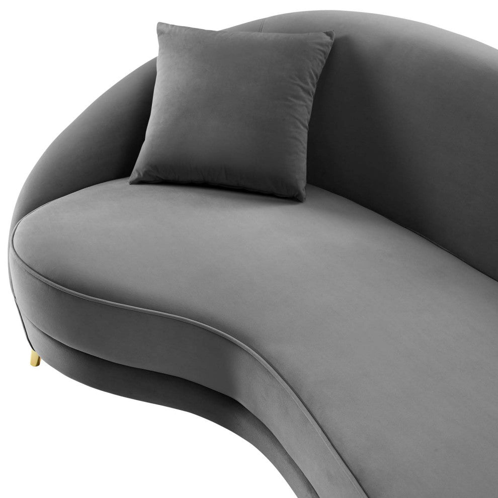 Sofa, Velvet, Gray, Modern, Living Lounge Room Hotel Lobby Hospitality