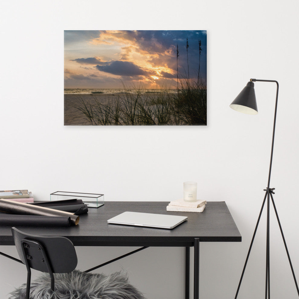 Coastal Wall Artwork: Anna Maria Island Beach Sunset 2 Canvas Print, 24" X 36"