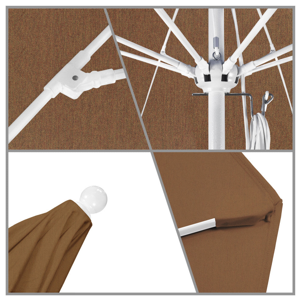 Fiberglass Umbrella White, Teak