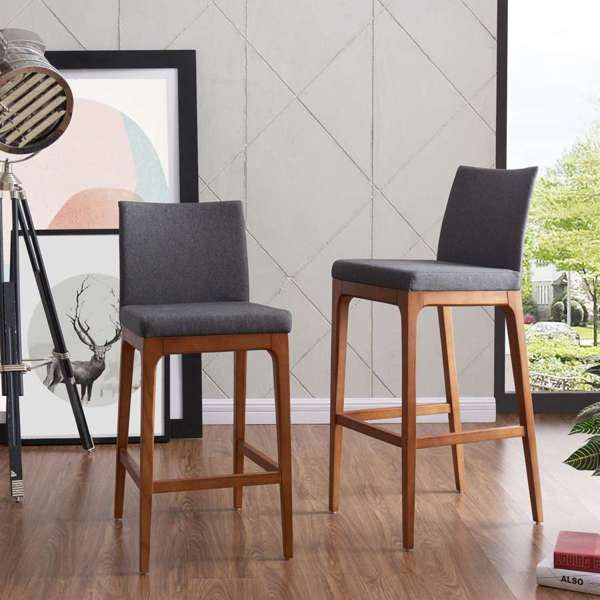 Devon Counter stool Walnut LegsSet of 2, Night Shade, Fabric