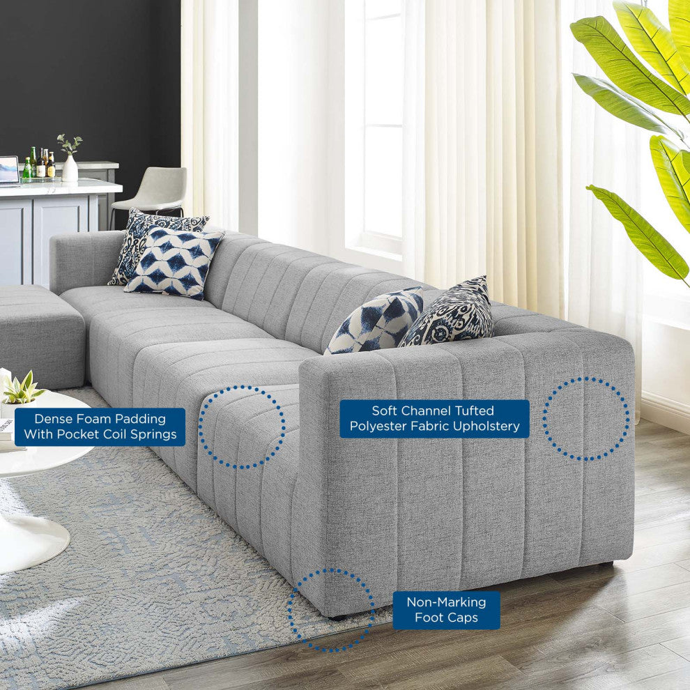 Sectional Sofa Set, Fabric, Gray, Modern, Living Lounge Hotel Hospitality
