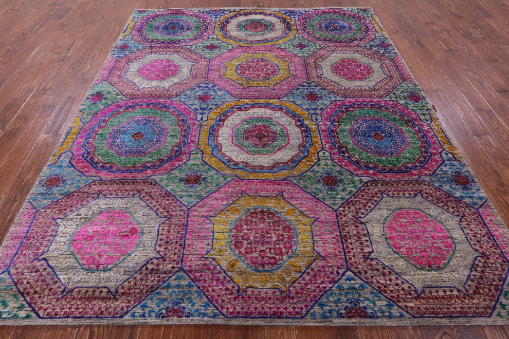 8' 2" X 9' 11" Mamluk Hand Knotted Wool & Silk Rug - Q13727