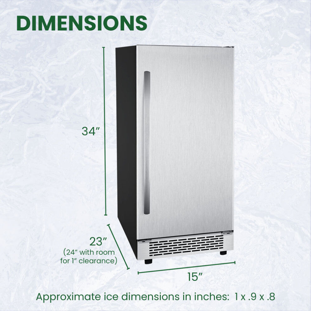 Grandeur Series 15" Stainless Steel Undercounter Ice Maker, Touch Controls