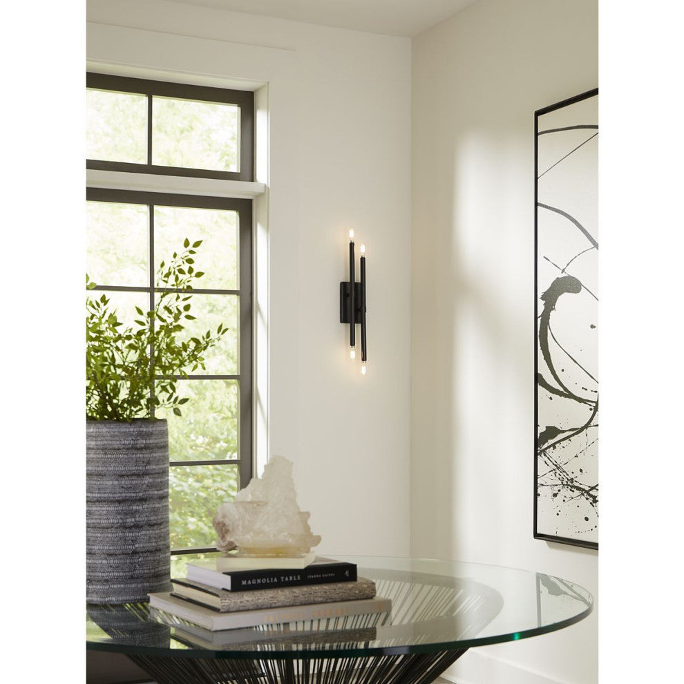 Arya Collection Four-Light Matte Black Luxe Wall Bracket