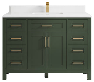 Cambridge 48 Single Sink Bath Vanity in Pewter Green 1.5" White Quartz
