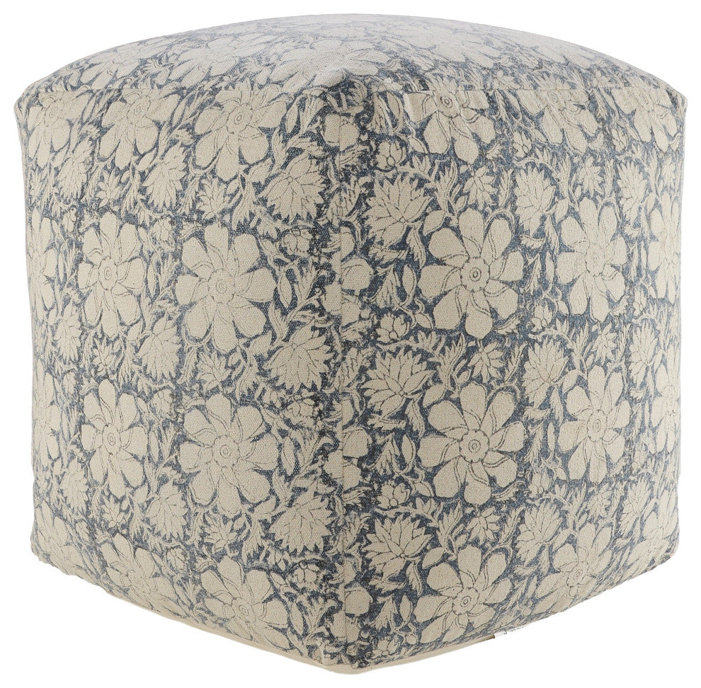 Bohemian Cottage Floral Cube Pouf