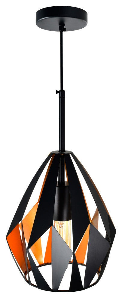 Oxide 1 Light Down Pendant With Black+Copper Finish