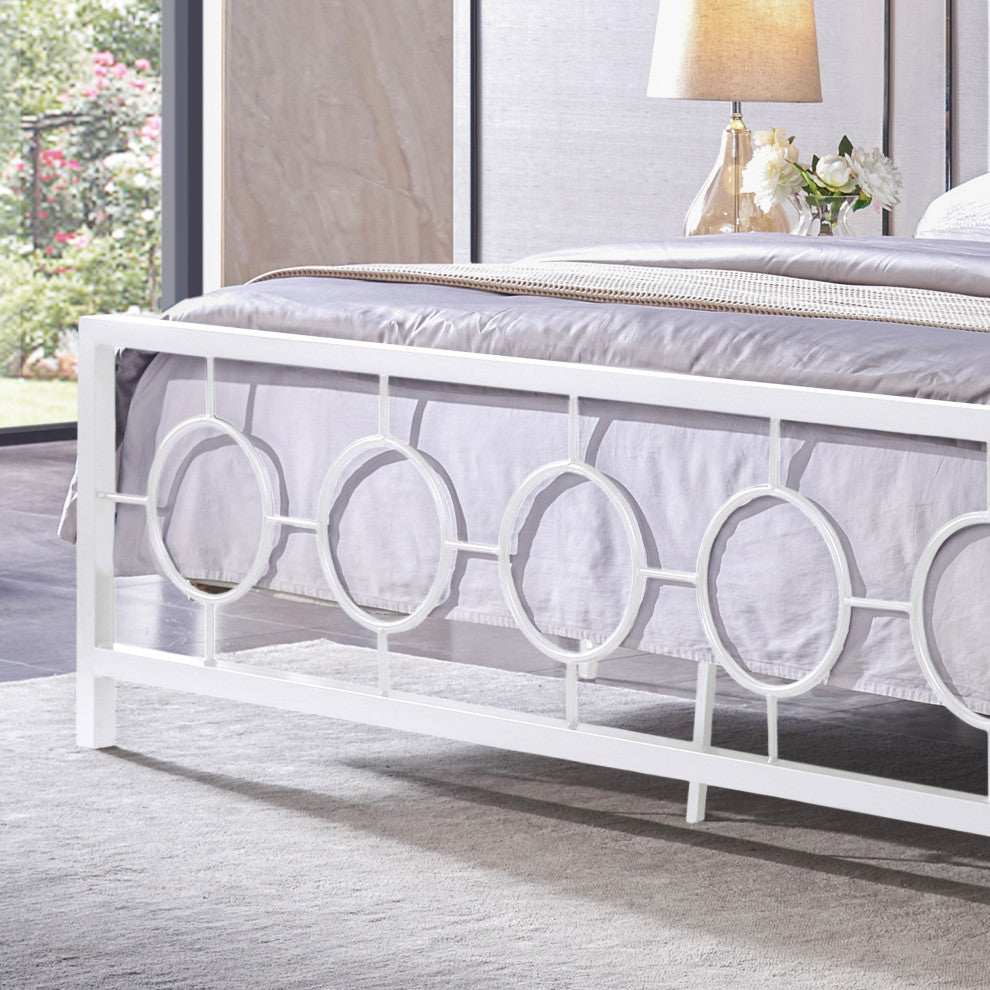 Aldrin Modern Iron Bed Frame, White