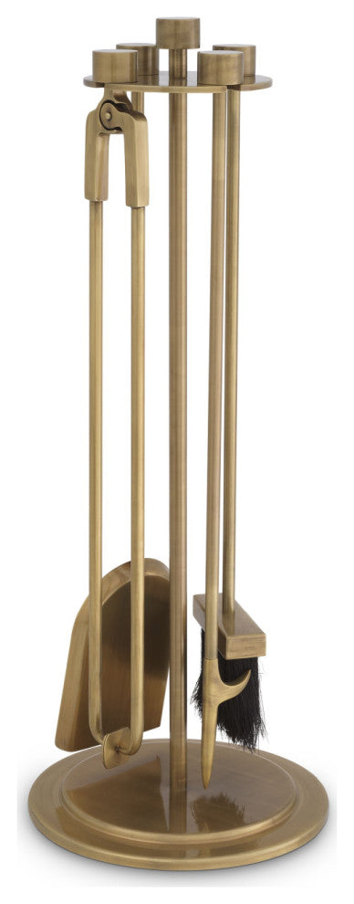 Vintage Brass Fire Tools Set, Eichholtz Lara