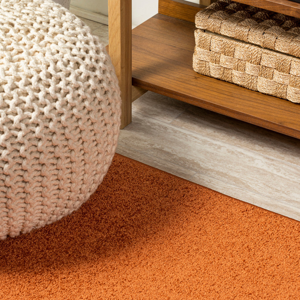Haze Solid Low-Pile Orange 2 ft. x 16 ft. Runner Rug