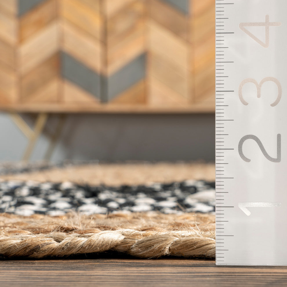 Nuloom Jute And Cotton Token, Black 6'Round