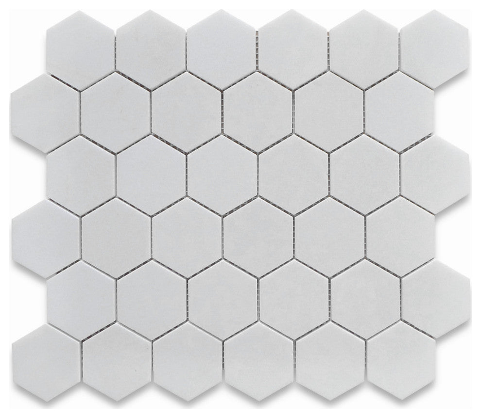 Thassos White Marble Hexagon Mosaic Tile 2 inch Polished, 1 sheet
