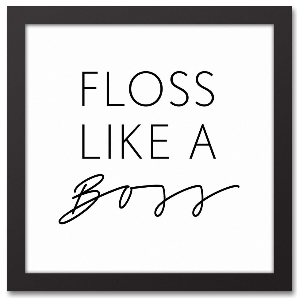 Floss Like a Boss Black Framed Canvas, 12"x12"