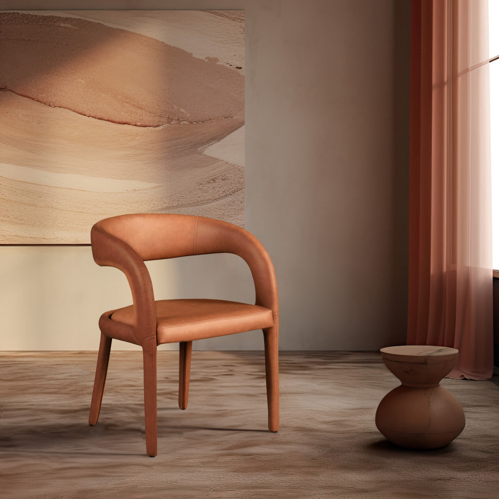 Meridian Furniture Sylvester Faux Leather Dining Chair, Cognac